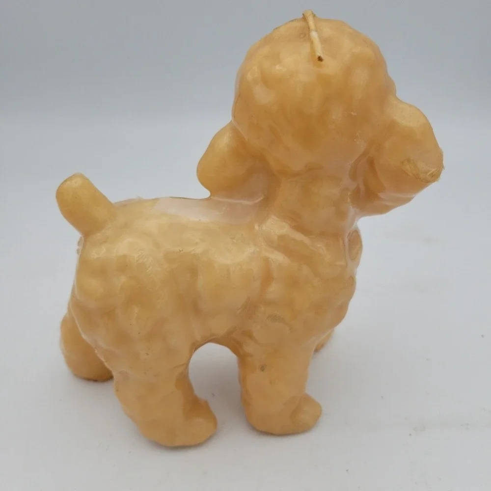 Vintage Yellow Poodle Wax Candle Figural Dog Decor Made in USA